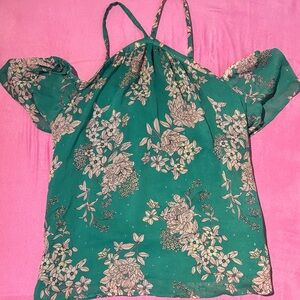 Torrid Teal Floral Off-Shoulder Blouse